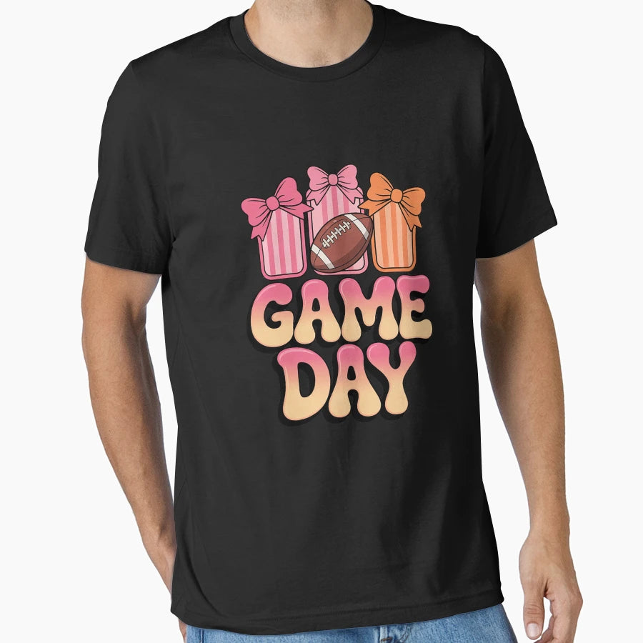 Football Game Day Coquette Bow T-Shirt - Unique Graphic for Adults - T-Shirt, Sweatshirt, Hoodie