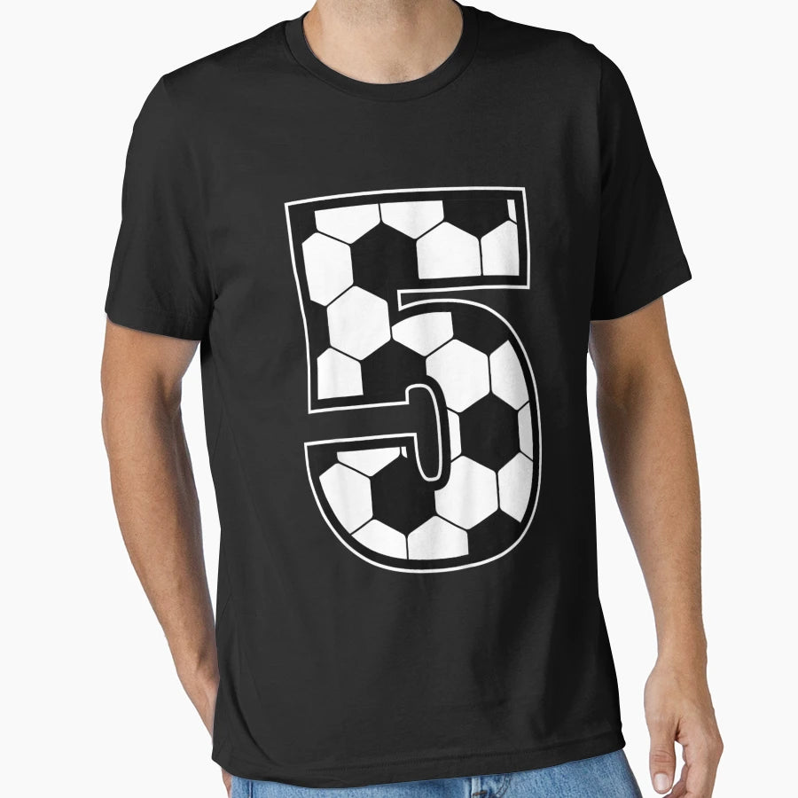 Soccer Birthday 5 Years Old Soccer T-Shirt - Custom Art Print Men Women - T-Shirt, Sweatshirt, Hoodie