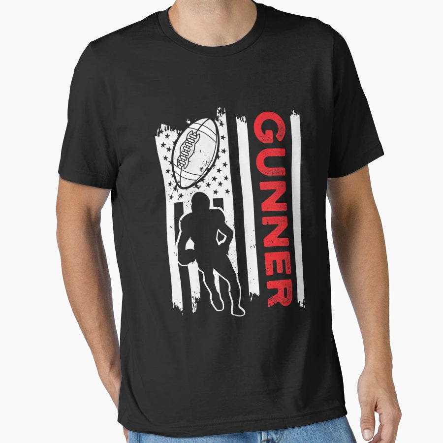 American Flag Football Gunner T-Shirt - Novelty Apparel for Adults - T-Shirt, Sweatshirt, Hoodie