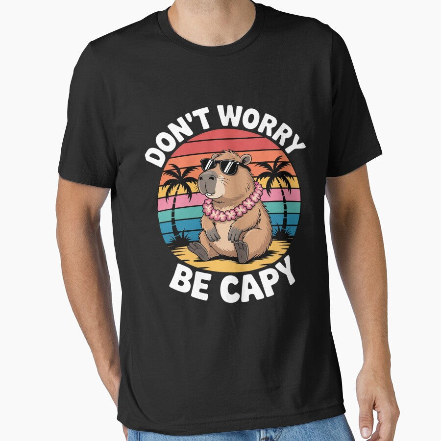 Cute Capybara Don't Worry Be Capy by Tatianamiobi - Adult & Kids T-Shirts, Sweatshirts & Hoodies apparel design preview 1