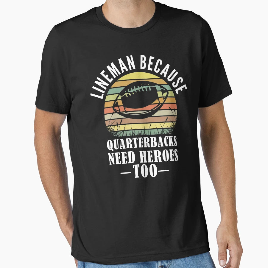 Funny Football Lineman Quarterback T-Shirt - Minimalist Print Men Women - T-Shirt, Sweatshirt, Hoodie