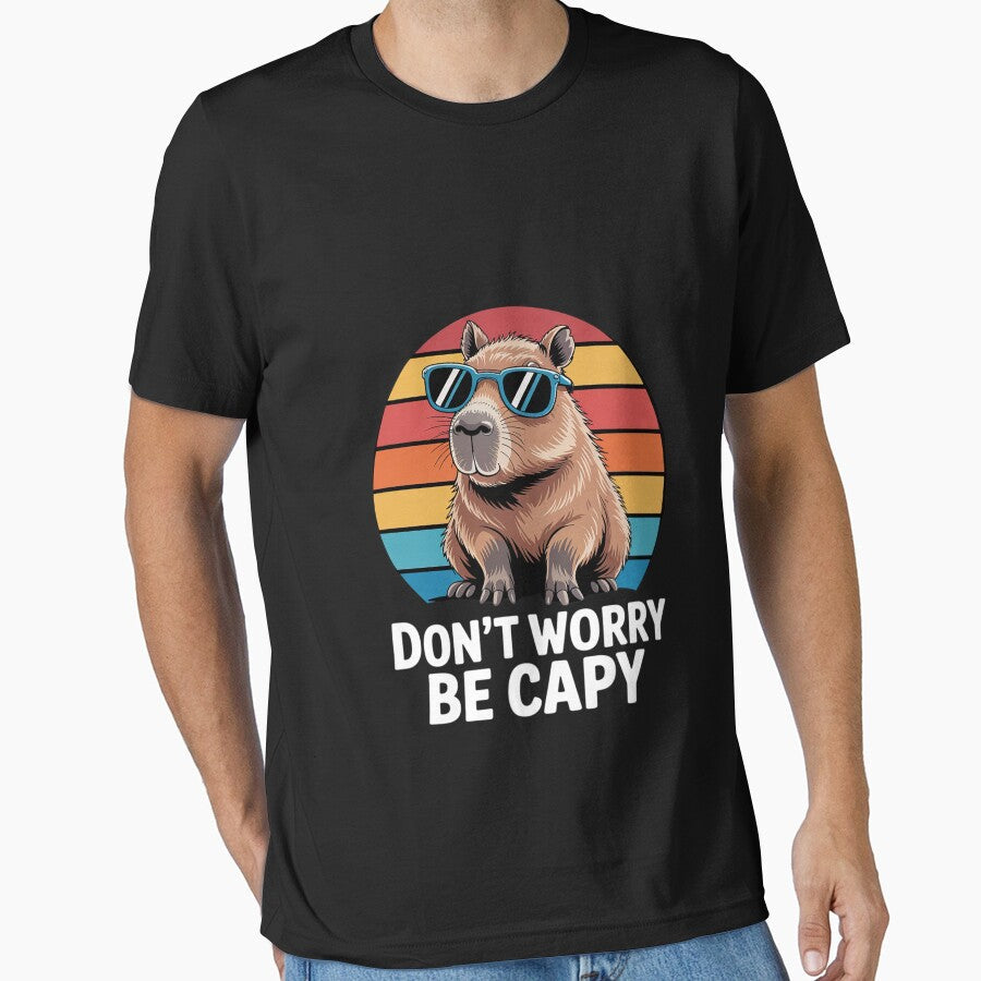 Don't Worry Be Cappy Capybara Lovers Motivational - Adult & Kids T-Shirts, Sweatshirts & Hoodies apparel design preview 1