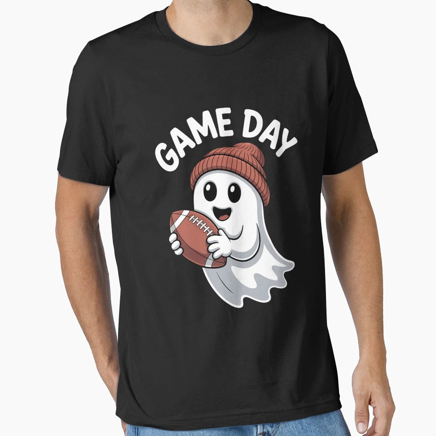 Football Game Day Ghost Halloween T-Shirt - Fun Novelty Design Men Women - T-Shirt, Sweatshirt, Hoodie