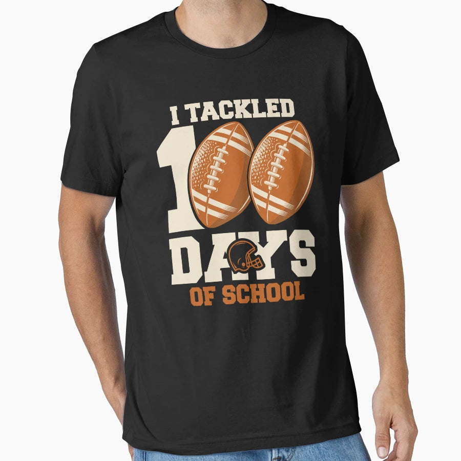 I Tackled 100 Days Football School T-Shirt - Custom Art Print for Adults - T-Shirt, Sweatshirt, Hoodie