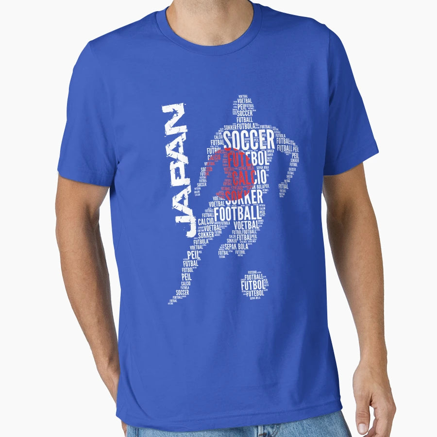 Japan Football Typography T-Shirt - Custom Art Print Men Women - T-Shirt, Sweatshirt, Hoodie