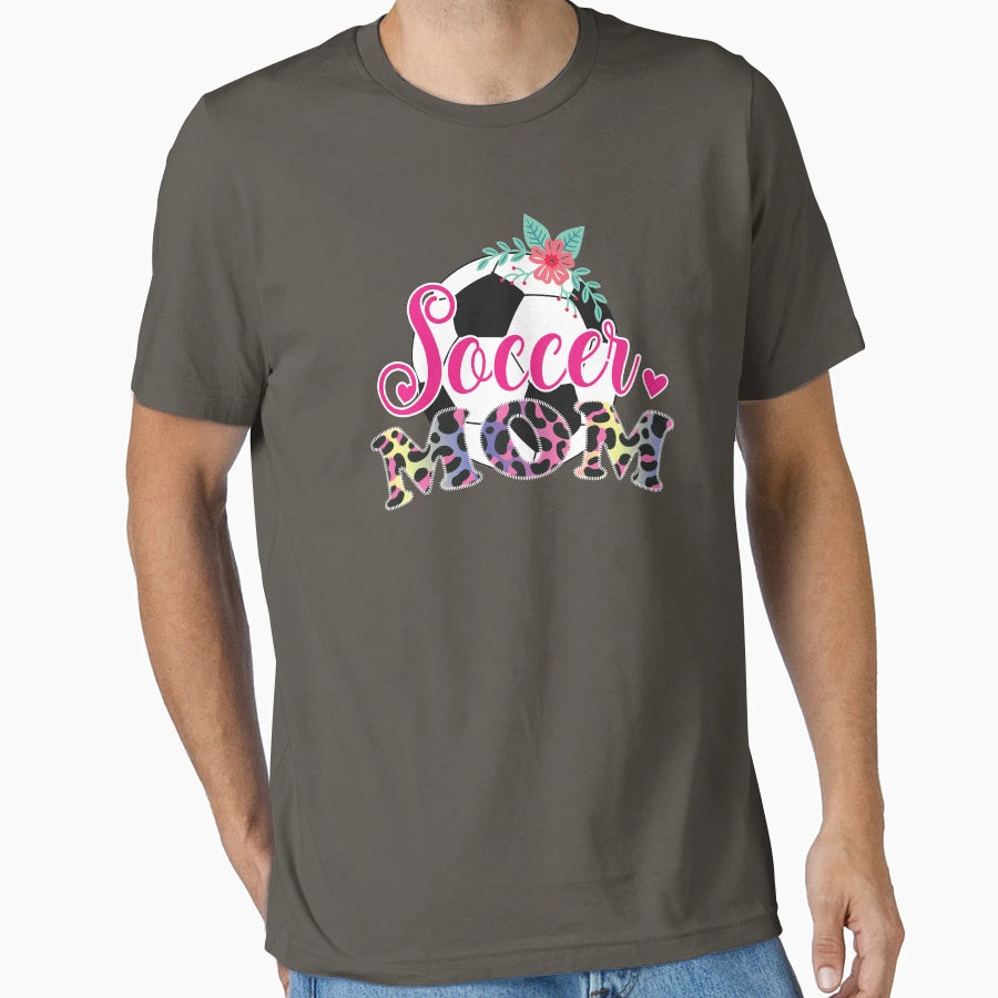 Soccer Mom Leopard Football Mom T-Shirt - Casual Everyday Wear Unisex - T-Shirt, Sweatshirt, Hoodie