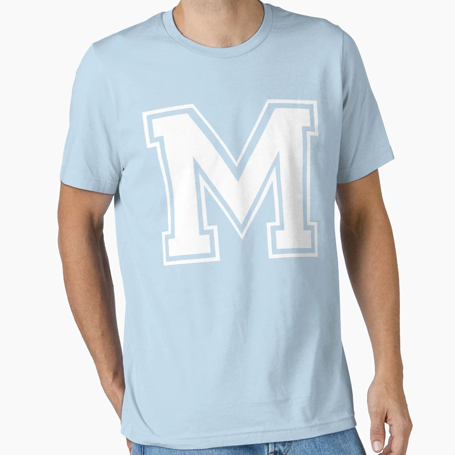 Letter M Alphabet T-Shirt - Minimalist Print Men Women - T-Shirt, Sweatshirt, Hoodie
