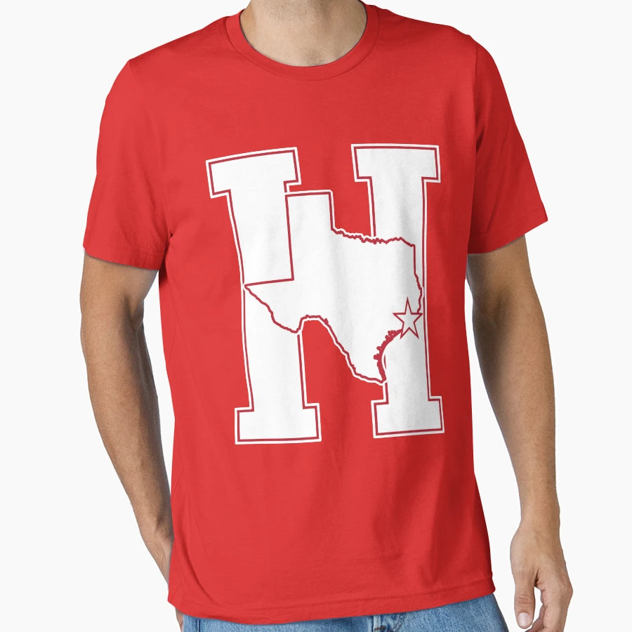 Houston Texas H Town White Red T-Shirt - Aesthetic Graphic Men Women - T-Shirt, Sweatshirt, Hoodie