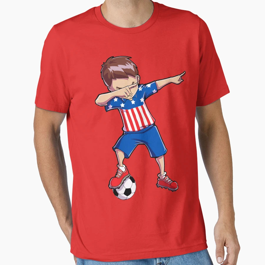 Dabbing Soccer Dab Usa Flag Funny Football T-Shirt - Unique Graphic Unisex - T-Shirt, Sweatshirt, Hoodie