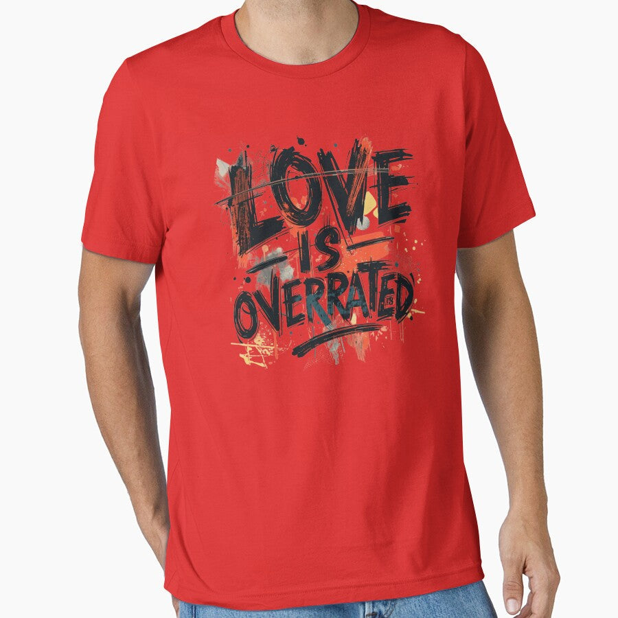 Love Is Overrated Bold Sarcastic Quote Sticker by - Adult & Kids T-Shirts, Sweatshirts & Hoodies apparel design preview 1