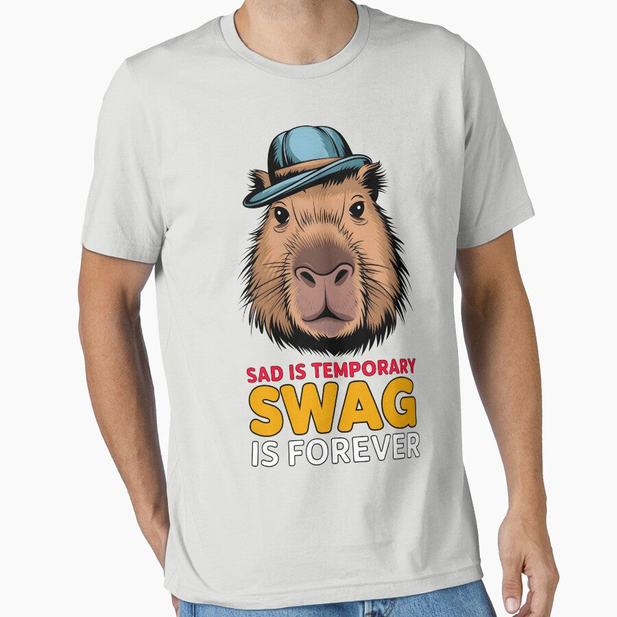 Sad Is Temporary, Swag Forever Cool Capybara Face - Adult & Kids T-Shirts, Sweatshirts & Hoodies apparel design preview 1