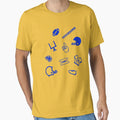 Football Theme Fan Pattern Blue Yellow T-Shirt - Trendy Graphic for Adults - T-Shirt, Sweatshirt, Hoodie