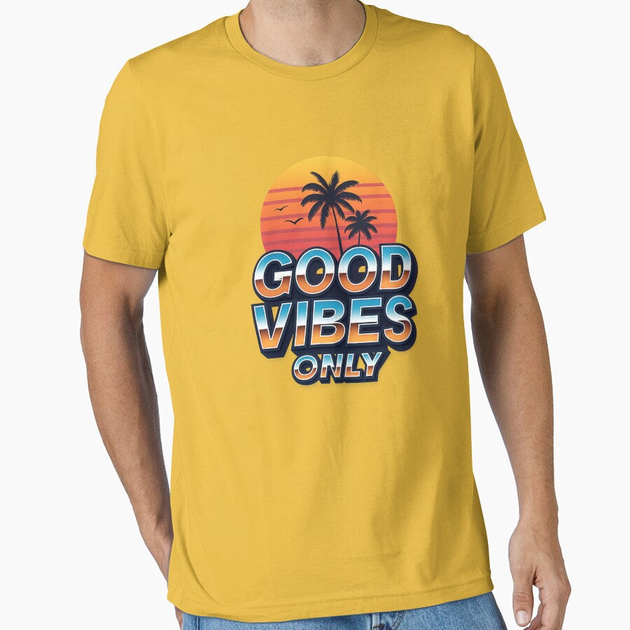 Good Vibes Only Retro 80s Aesthetic 3D Typography by - Adult & Kids T-Shirts, Sweatshirts & Hoodies apparel design preview 1