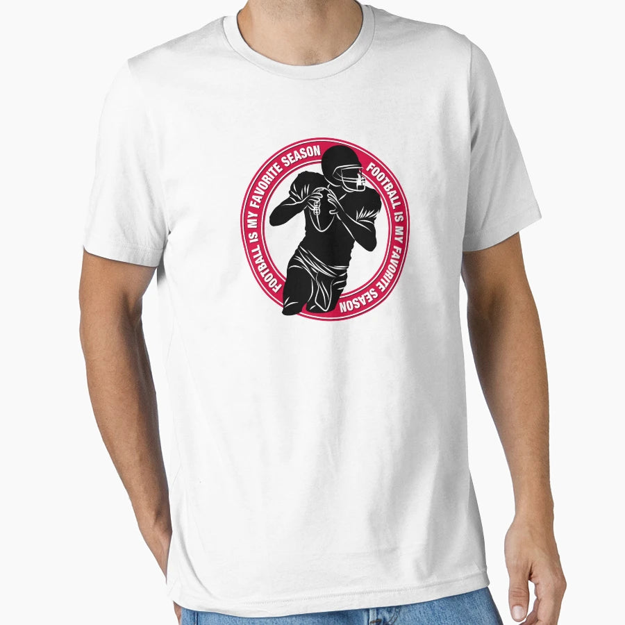 Football Is My Favorite Season Word Red T-Shirt - Custom Art Print Unisex - T-Shirt, Sweatshirt, Hoodie