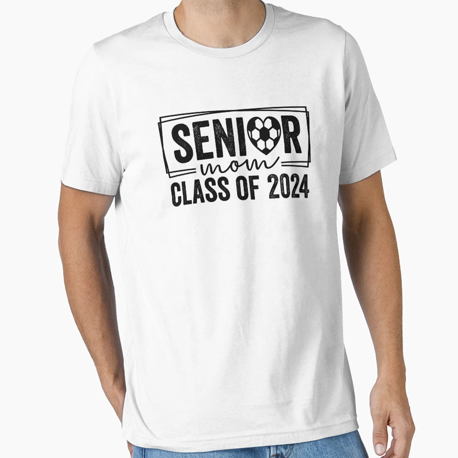 Senior Mom Soccer Class 2024 Womens T-Shirt - Minimalist Print for Adults - T-Shirt, Sweatshirt, Hoodie