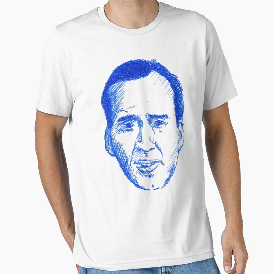 Cage Ballpoint Blue Original Pen T-Shirt - Custom Art Print Men Women - T-Shirt, Sweatshirt, Hoodie