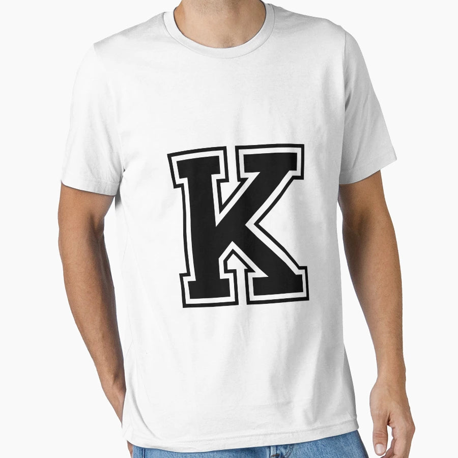 Letter K Black T-Shirt - Graphic Print Men Women - T-Shirt, Sweatshirt, Hoodie