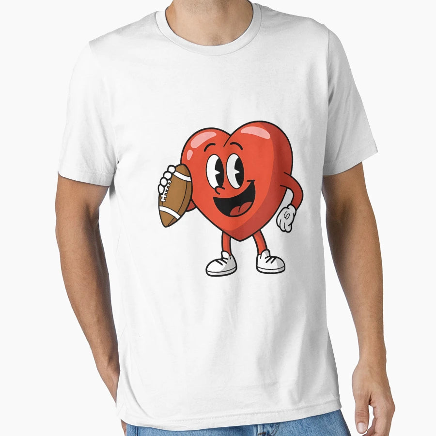 Heart Football Player Sports Lover T-Shirt - Novelty Apparel for Adults - T-Shirt, Sweatshirt, Hoodie
