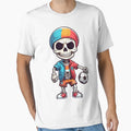 Cartoon Skull Playing Soccer T-Shirt - Aesthetic Graphic Unisex - T-Shirt, Sweatshirt, Hoodie