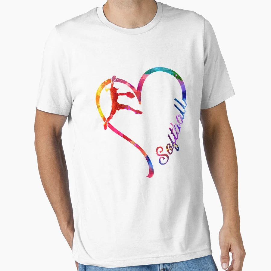 Softball Heart T-Shirt - Custom Art Print for Adults - T-Shirt, Sweatshirt, Hoodie