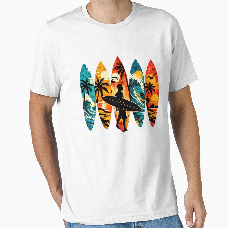 Vintage Surfboard Sunset Surfer Beach Graphic by - Adult & Kids T-Shirts, Sweatshirts & Hoodies apparel design preview 1