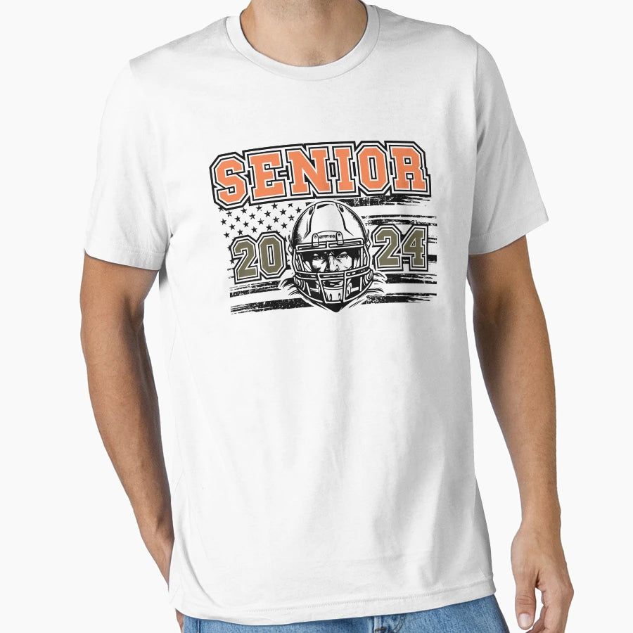 Senior 2024 Football Player T-Shirt - Fun Novelty Design for Adults - T-Shirt, Sweatshirt, Hoodie