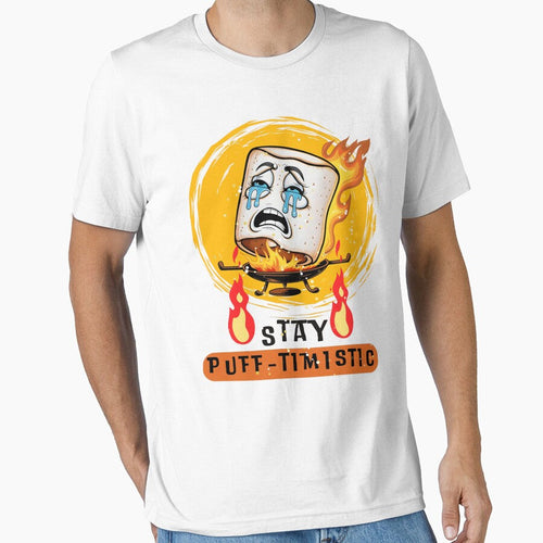 "Stay Puff-timistic" Toasted Marshmallow Campfire - Adult & Kids T-Shirts, Sweatshirts & Hoodies apparel design preview 1