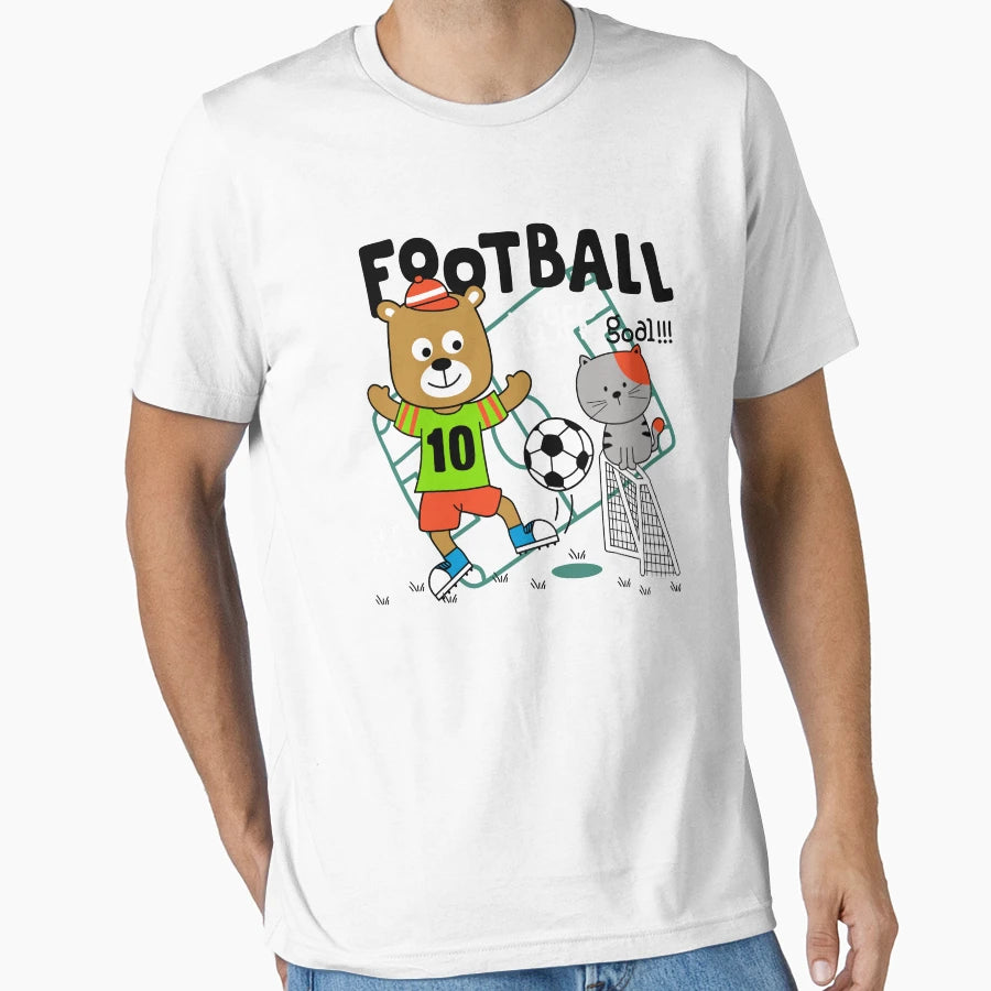 Cartoon Bear Playing Soccer Bear T-Shirt - Unique Graphic for Adults - T-Shirt, Sweatshirt, Hoodie