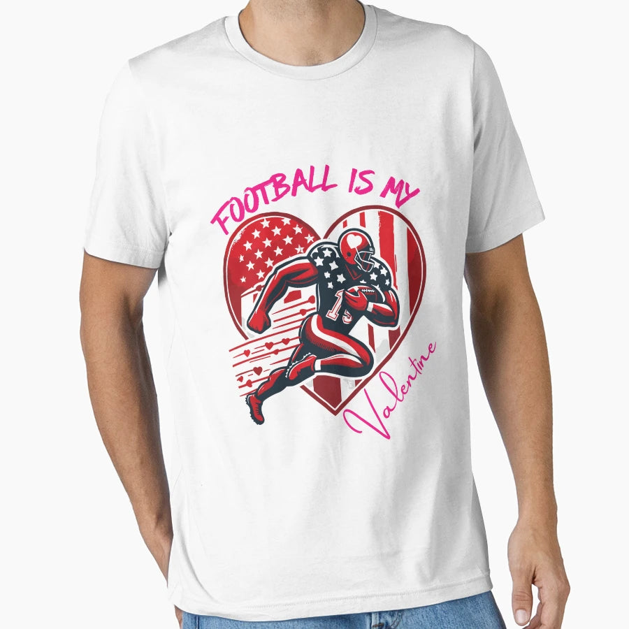 Valentines Day Heart American Football T-Shirt - Unique Graphic Unisex - T-Shirt, Sweatshirt, Hoodie