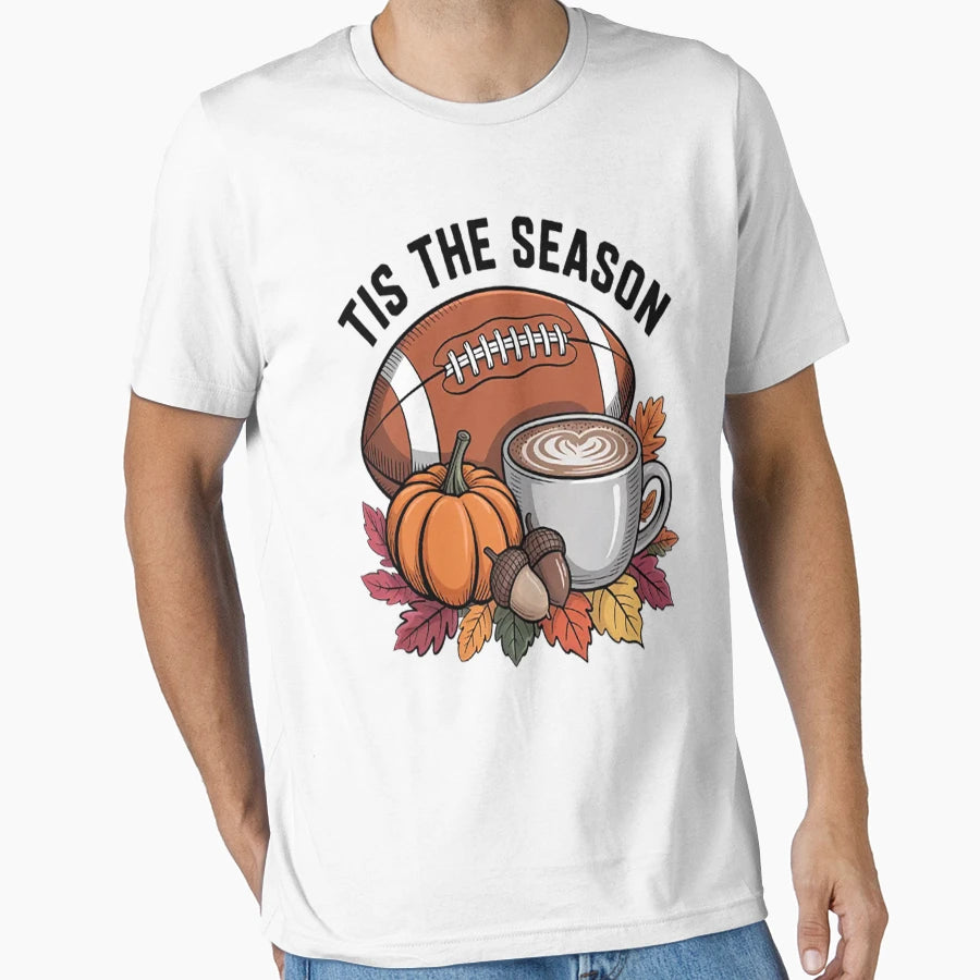 Tis Season Fall Football Cozy Autumn And T-Shirt - Custom Art Print Unisex - T-Shirt, Sweatshirt, Hoodie