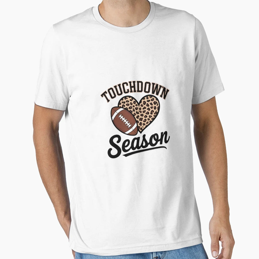 Womens Touchdown Season Leopard Heart T-Shirt - Trendy Graphic Unisex - T-Shirt, Sweatshirt, Hoodie