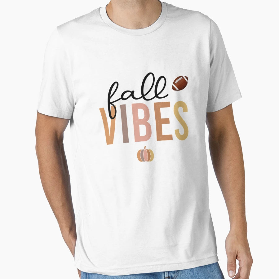 Fall Vibes Pumpkin And Football T-Shirt - Minimalist Print Men Women - T-Shirt, Sweatshirt, Hoodie