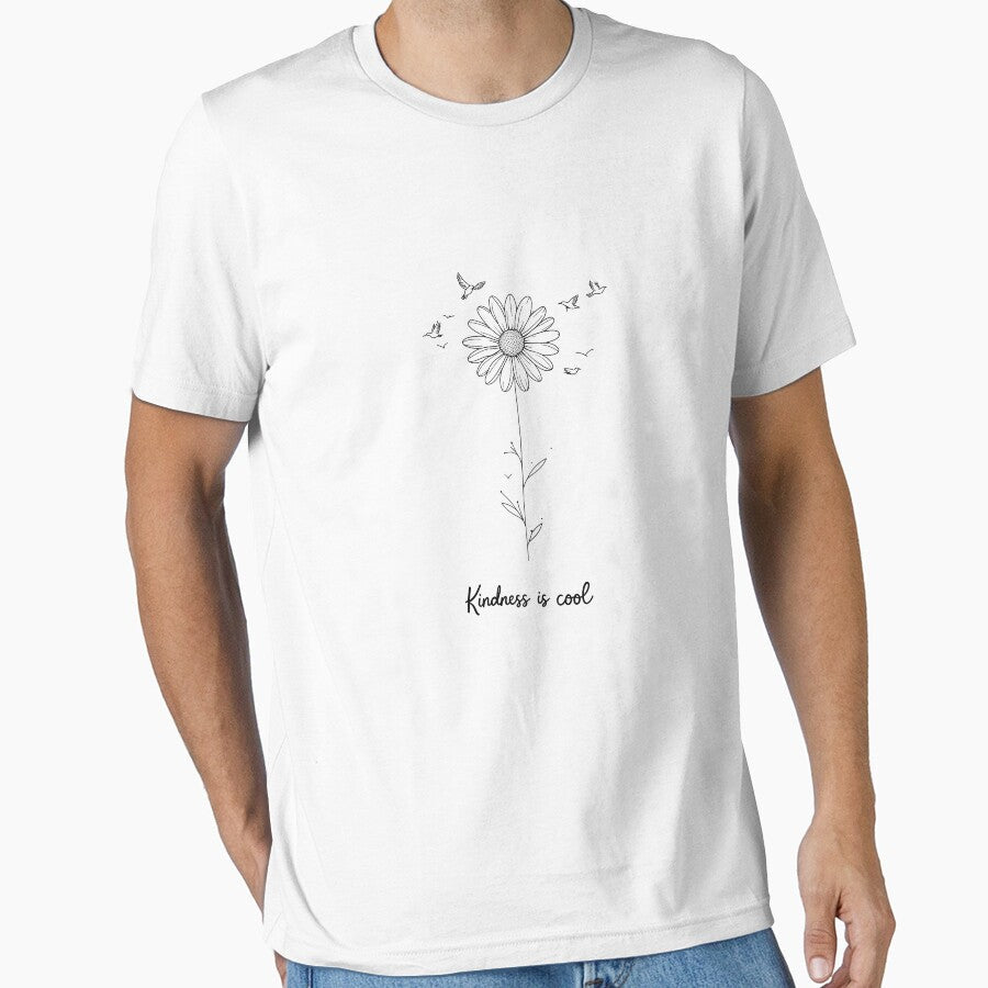 Kindness Is Cool Daisy Minimal line art by Nuttajak - Adult & Kids T-Shirts, Sweatshirts & Hoodies apparel design preview 1
