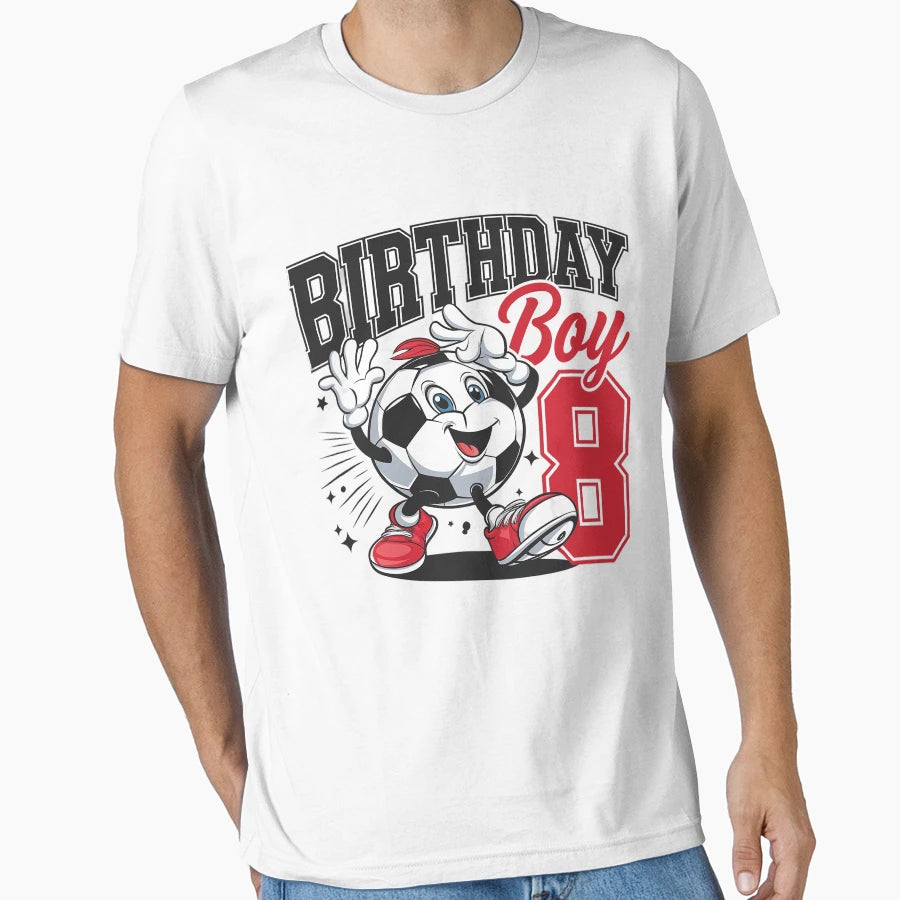 8Th Birthday Football Soccer Eight T-Shirt - Aesthetic Graphic for Adults - T-Shirt, Sweatshirt, Hoodie