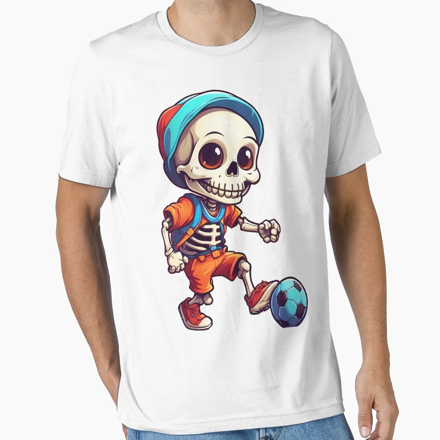 Skull Playing Football T-Shirt - Graphic Print for Adults - T-Shirt, Sweatshirt, Hoodie