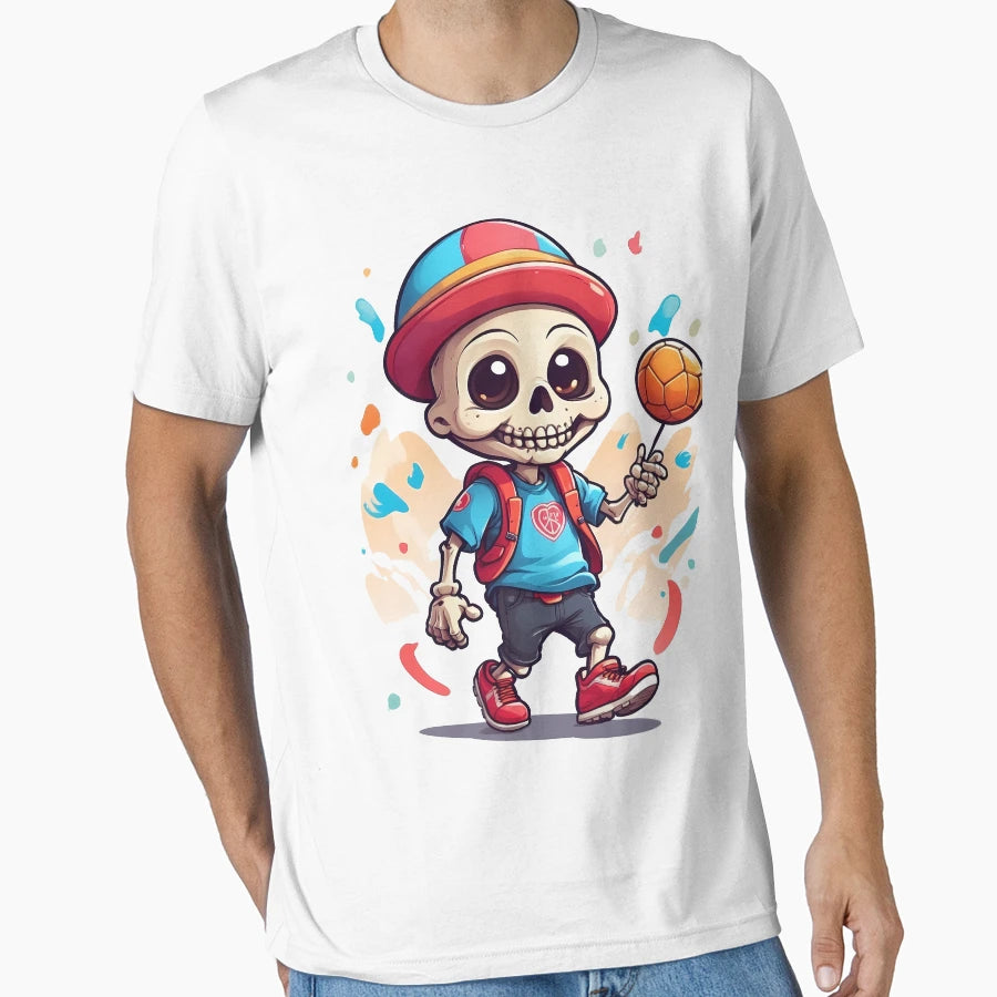 Skull Playing Football T-Shirt - Novelty Apparel for Adults - T-Shirt, Sweatshirt, Hoodie