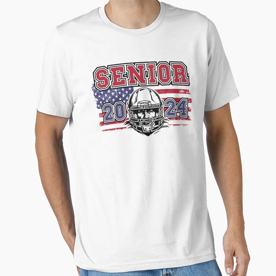 Senior 2024 Football Player Student Gift T-Shirt - Novelty Apparel Unisex - T-Shirt, Sweatshirt, Hoodie