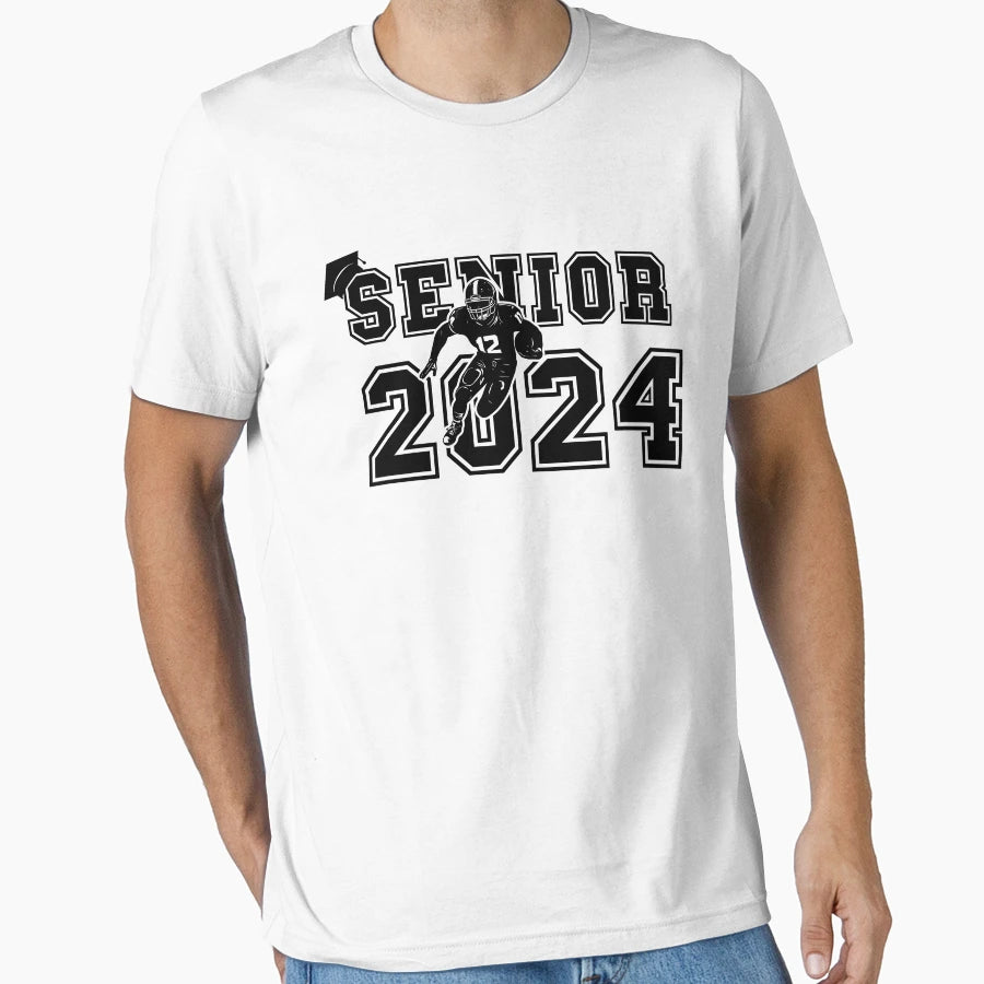 Senior 2024 Running Football Player T-Shirt - Custom Art Print Unisex - T-Shirt, Sweatshirt, Hoodie