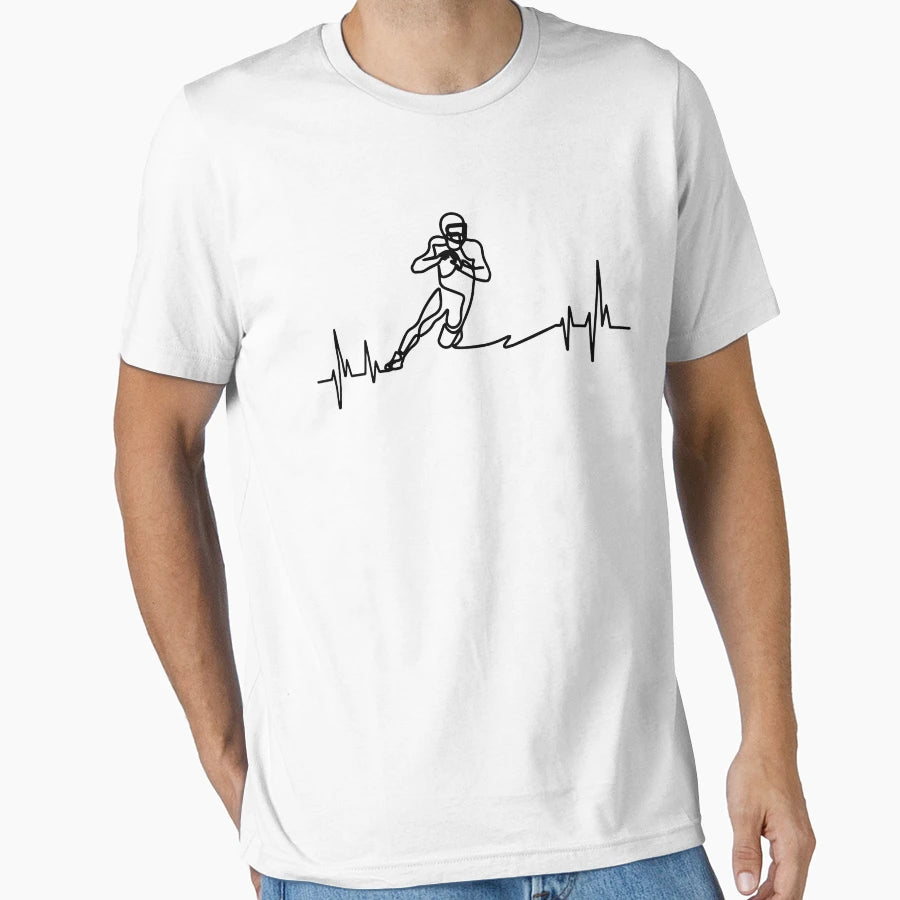 Football Heart Beat Line T-Shirt - Minimalist Print Unisex - T-Shirt, Sweatshirt, Hoodie