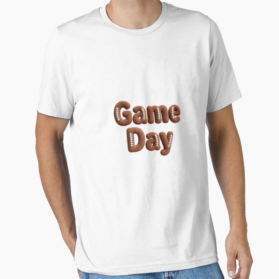 Game Day Plush Football Letters T-Shirt - Casual Everyday Wear Men Women - T-Shirt, Sweatshirt, Hoodie