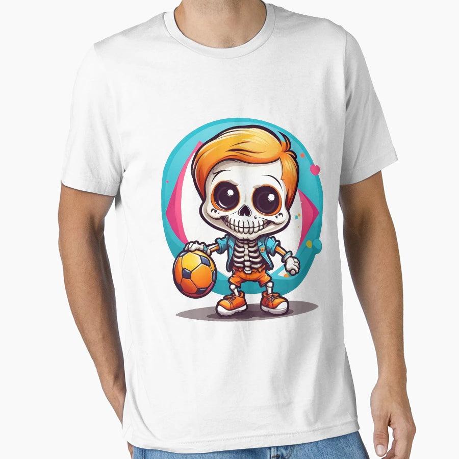 Skull Playing Football T-Shirt - Unique Graphic Unisex - T-Shirt, Sweatshirt, Hoodie