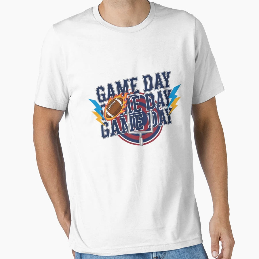 Flaming Football Game Day Varsity T-Shirt - Aesthetic Graphic for Adults - T-Shirt, Sweatshirt, Hoodie