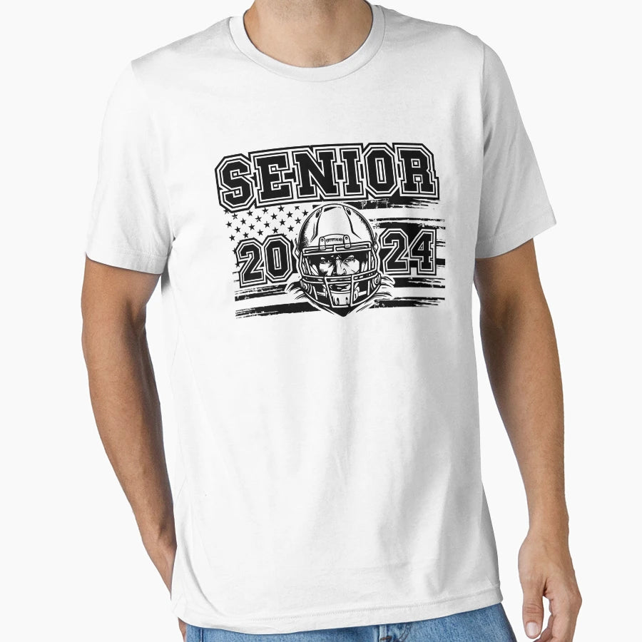 Senior 2024 Football Player Student Gift T-Shirt - Unique Graphic Unisex - T-Shirt, Sweatshirt, Hoodie