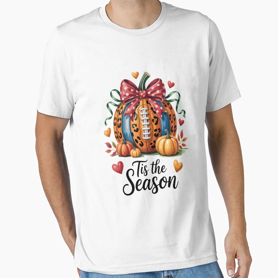 Colorful Tis Season Football Pumpkin T-Shirt - Streetwear Style for Adults - T-Shirt, Sweatshirt, Hoodie