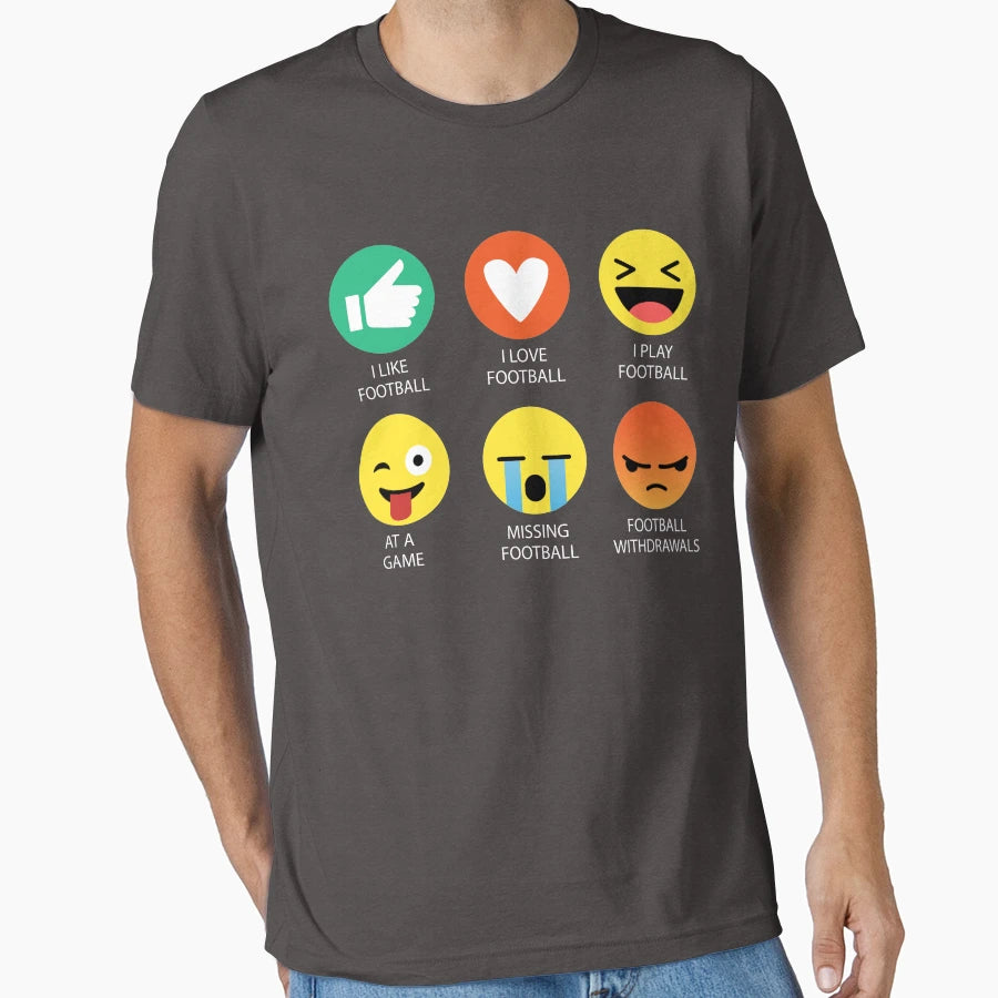 I Love Football Emoji Emoticon Funny T-Shirt - Minimalist Print Men Women - T-Shirt, Sweatshirt, Hoodie