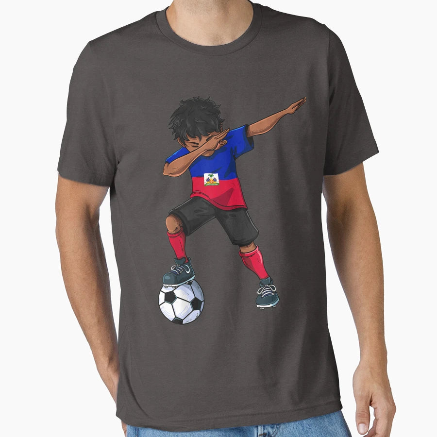 Dabbing Soccer Haiti Haitian Football T-Shirt - Trendy Graphic Unisex - T-Shirt, Sweatshirt, Hoodie