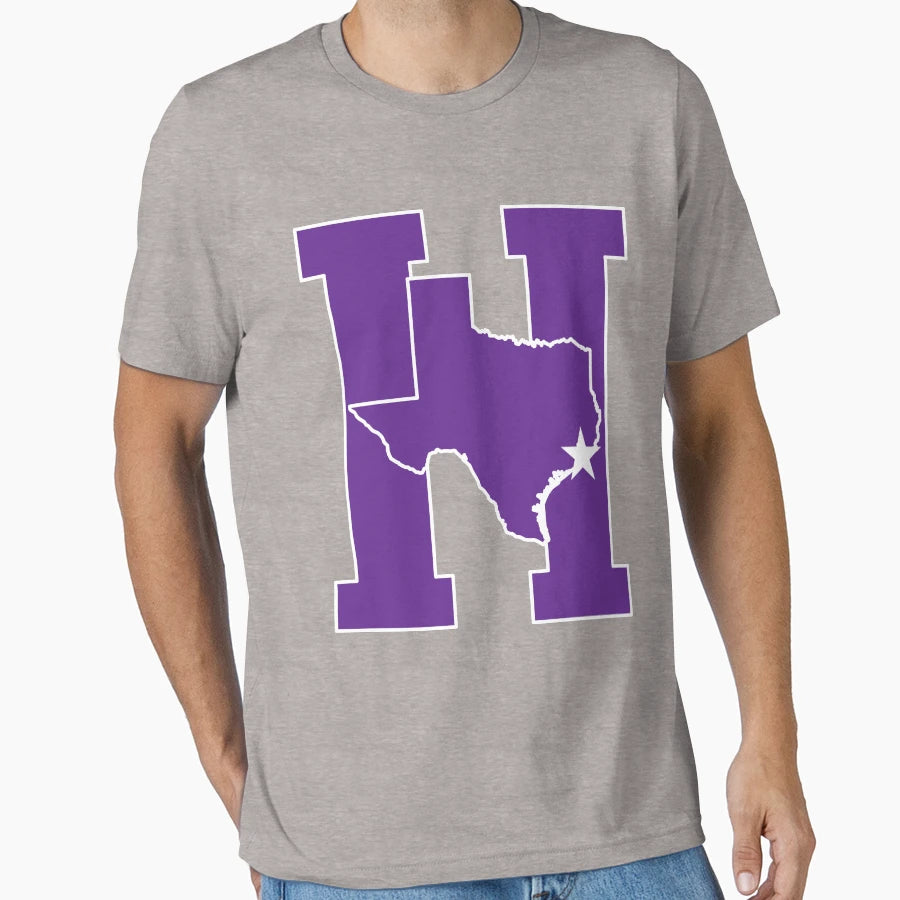 Houston Texas H Town Purple T-Shirt - Minimalist Print Men Women - T-Shirt, Sweatshirt, Hoodie