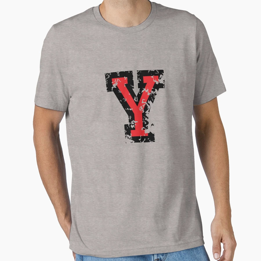Letter Y Distressed Two Color Black Red T-Shirt - Graphic Print Unisex - T-Shirt, Sweatshirt, Hoodie
