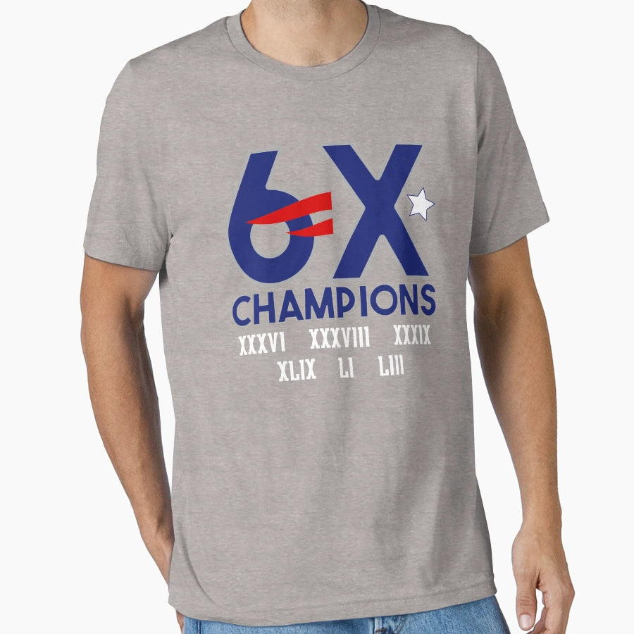 6X Champions New England Super Bowl T-Shirt - Minimalist Print Unisex - T-Shirt, Sweatshirt, Hoodie