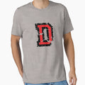 Letter D Distressed Two Color Black T-Shirt - Streetwear Style Men Women - T-Shirt, Sweatshirt, Hoodie